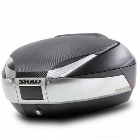 Vrchní kufr na motocykl SHAD SH48 titanium + opěrka