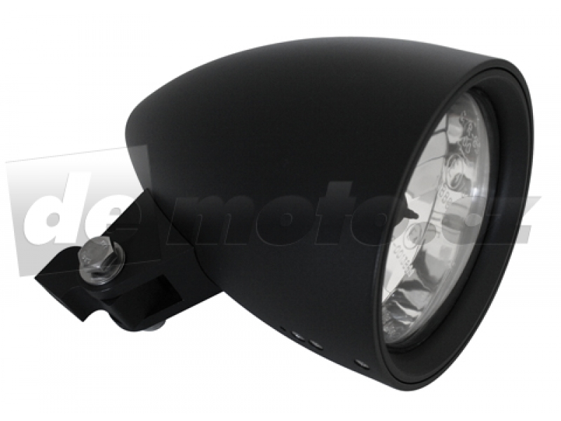 Motocyklové světlo přední CLASSIC 3 - černé matné, čirá optika 125 mm